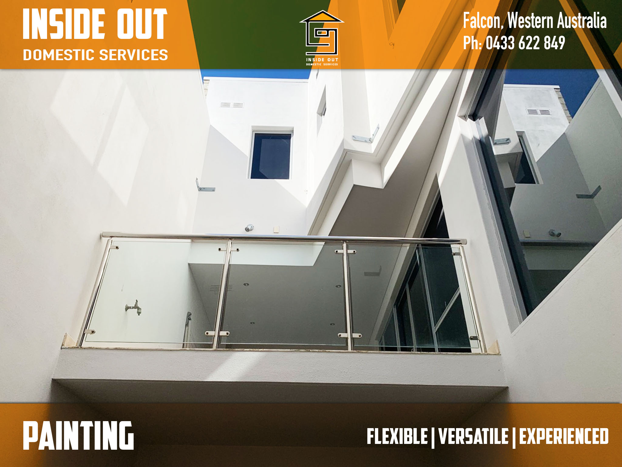 Inside Out Domestic Services in Falcon paints exterior walls in apartment at Dolphin quay mandurah